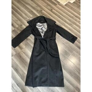 Women’s Petite Calvin Klein 60% Wool Outer Long Coat Dark Grey